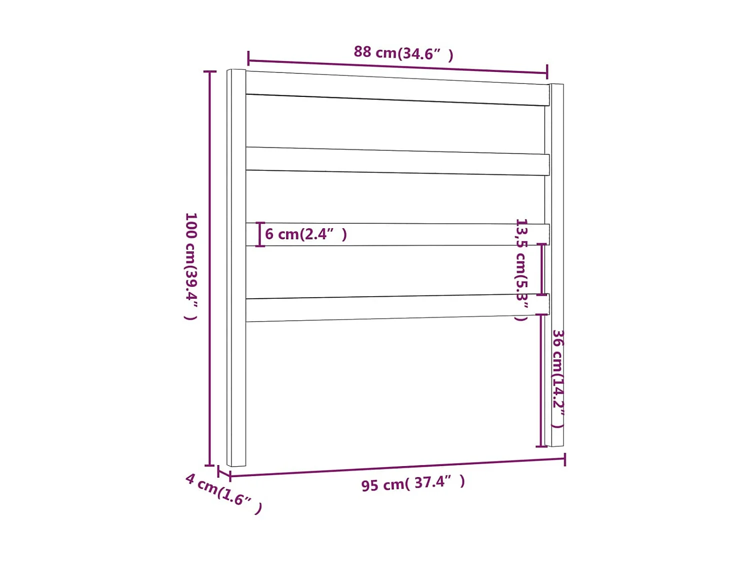 Testiera letto marrone miele 95x4x100 cm Legno di pino massiccio