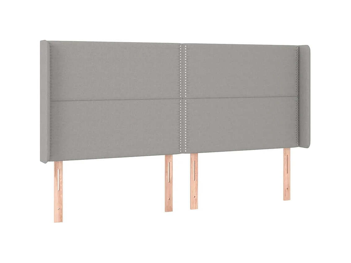 Tête de lit avec oreilles Gris clair 203x16x118/128 cm Tissu