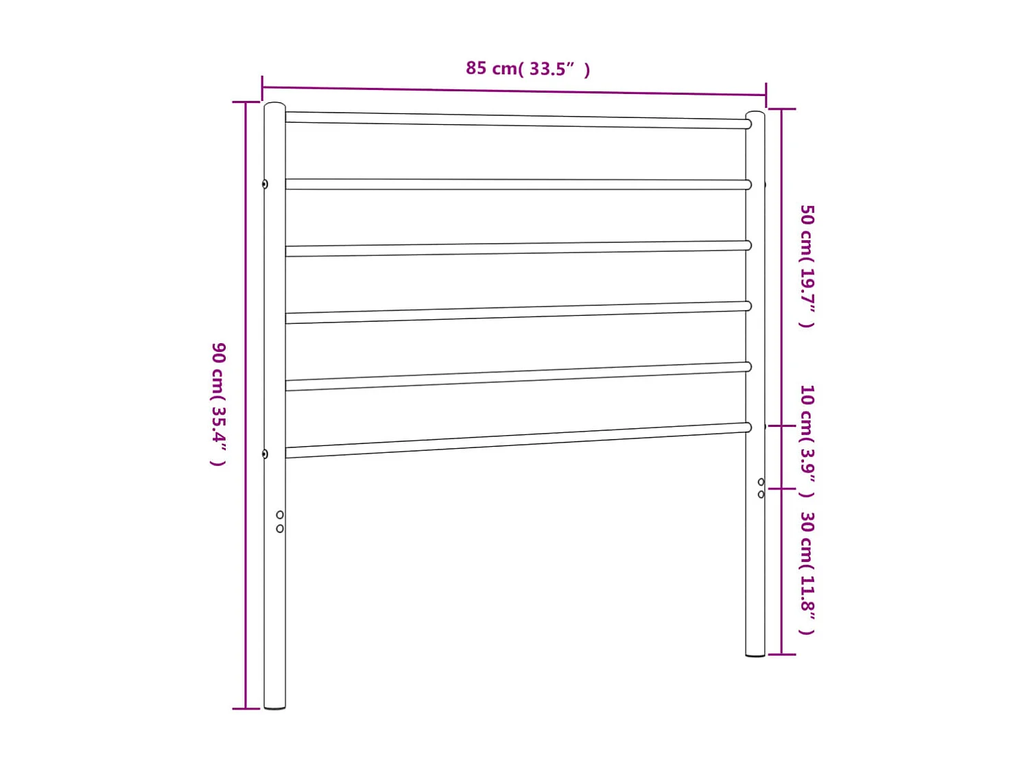 Tête de lit métal blanc 80 cm