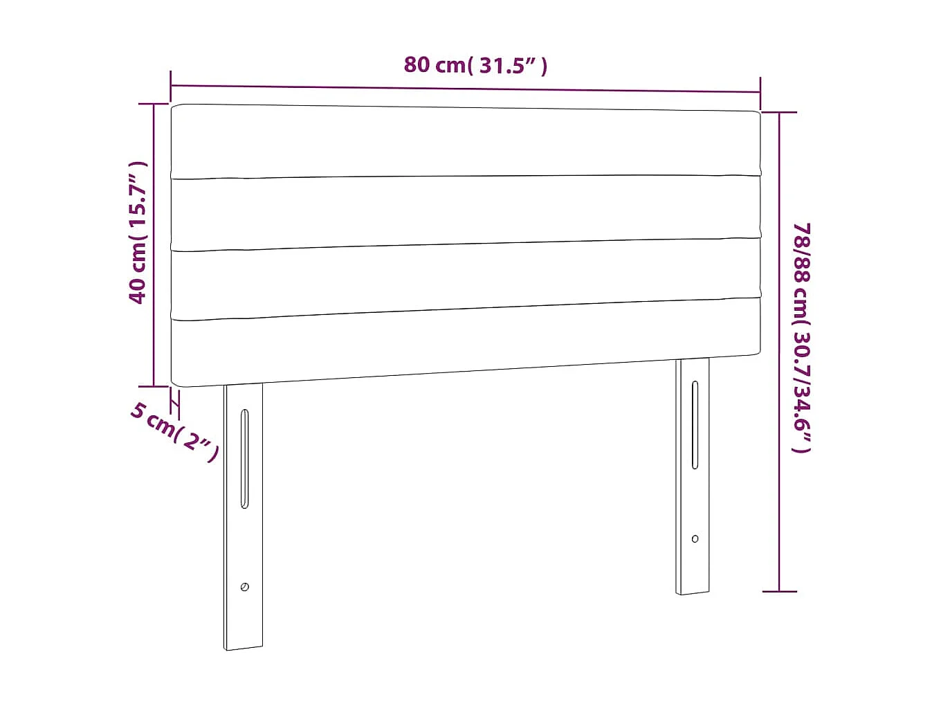 Tête de lit Gris clair 80x5x78/88 cm Velours