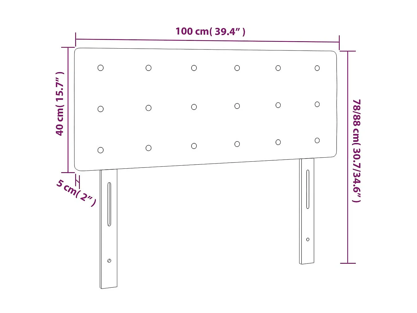 Tête de lit Noir 100x5x78/88 cm Tissu