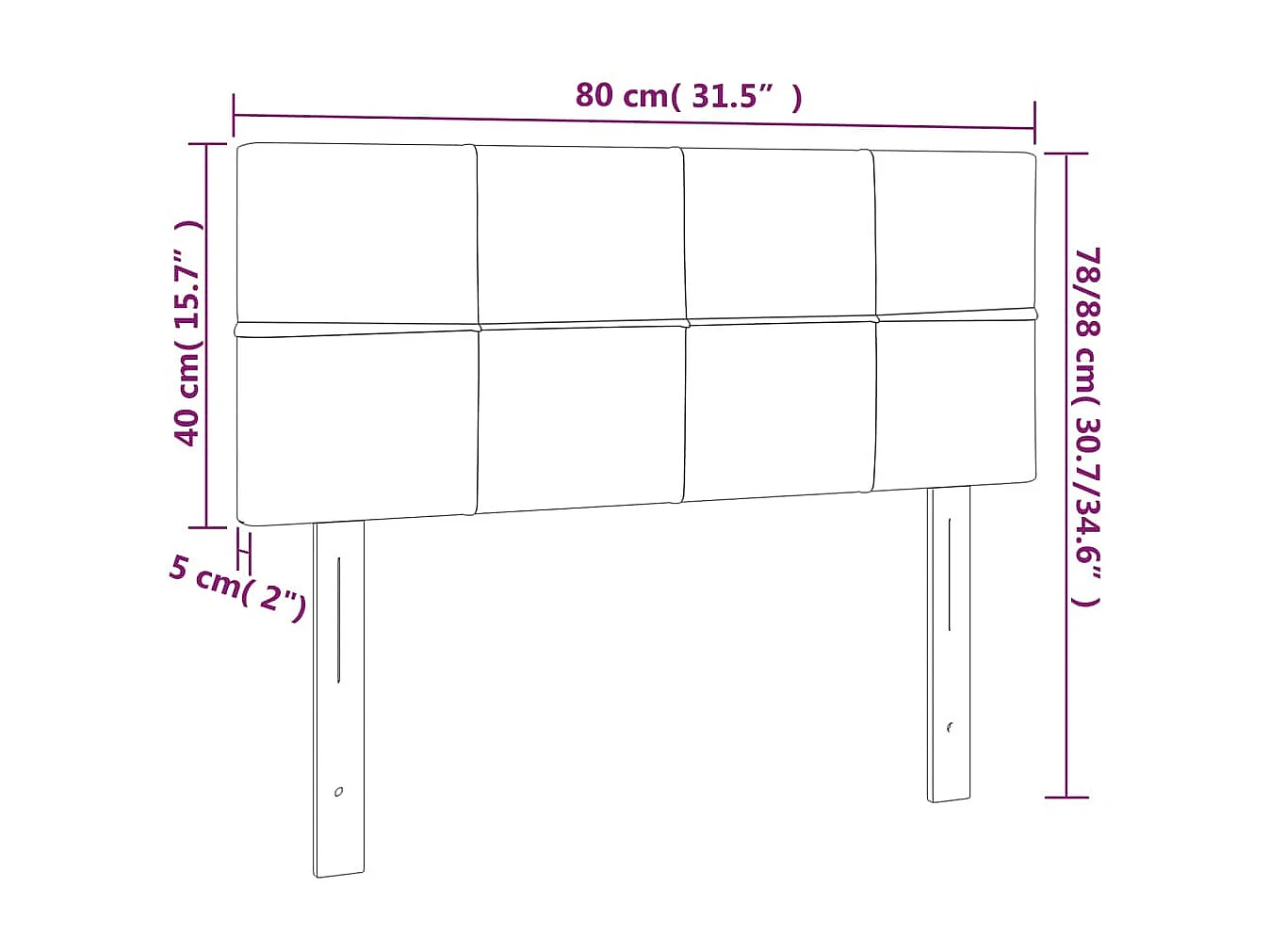 LED-Kopfteil Dunkelbraun 80x5x78/88 cm Stoff