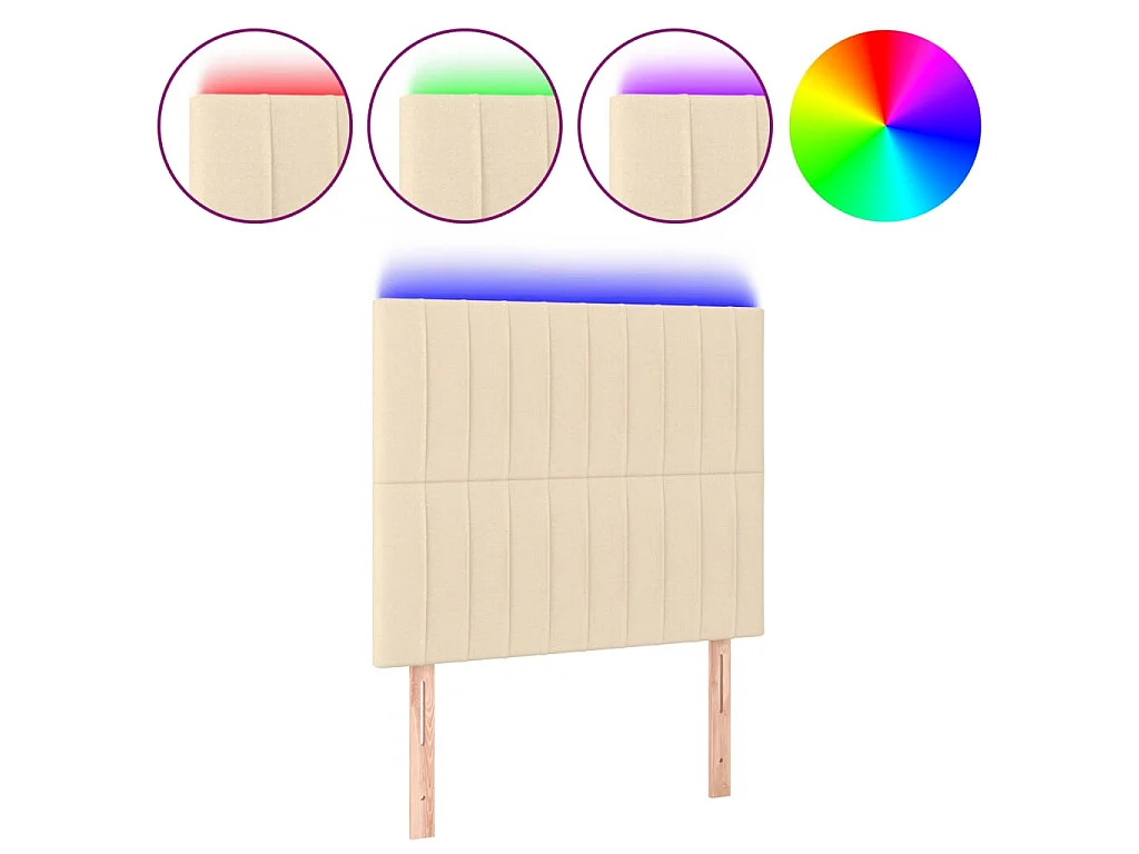 Cabeceira LED Creme 90x5x118/128 cm Tecido