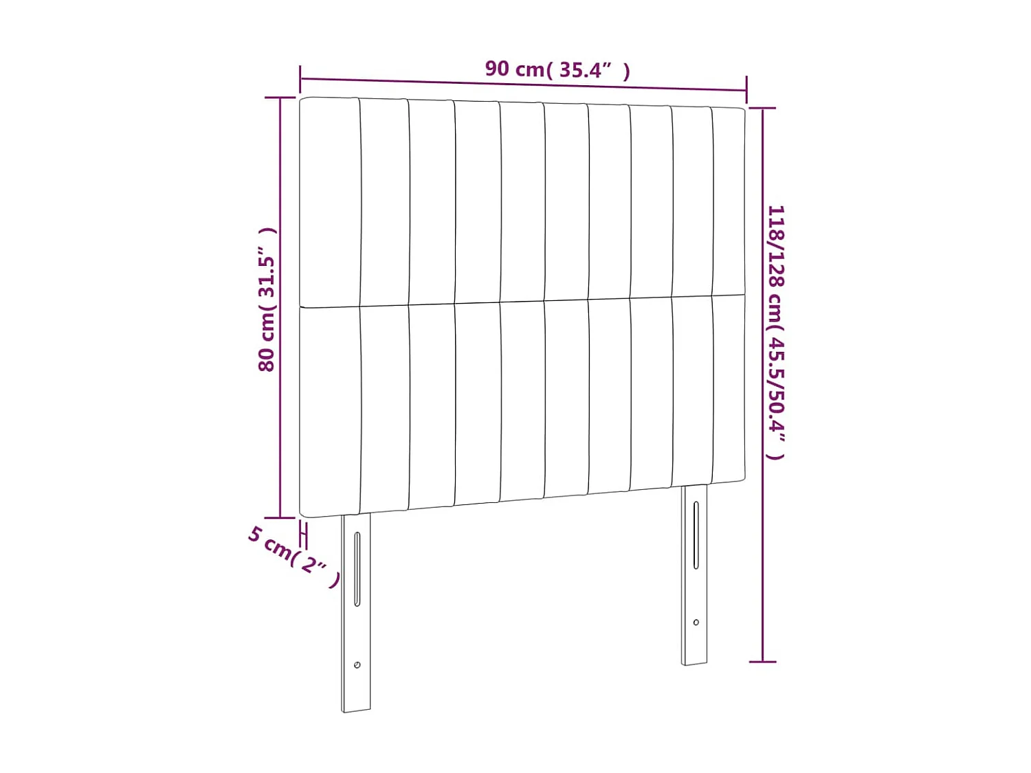 Tête de lit à LED Crème 90x5x118/128 cm Tissu