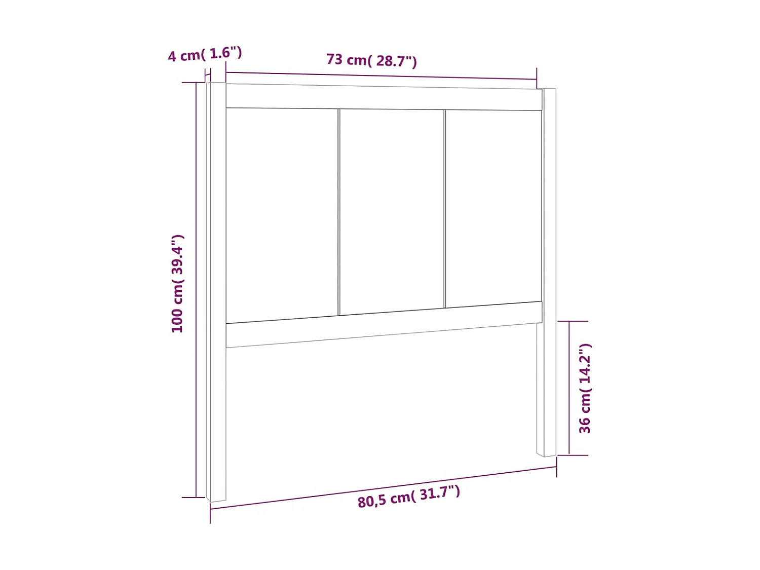 Tête de lit Gris 80,5x4x100 cm Bois massif de pin