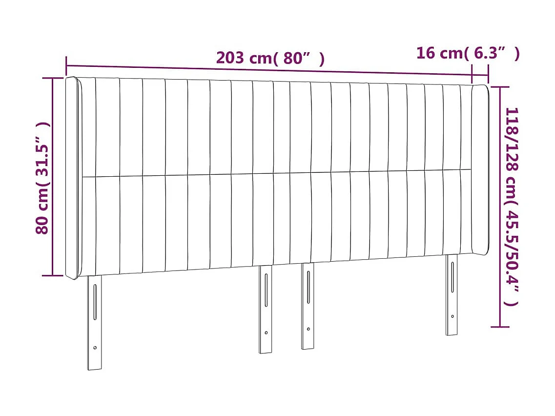 Cabecero LED Crema 203x16x118/128 cm Tela