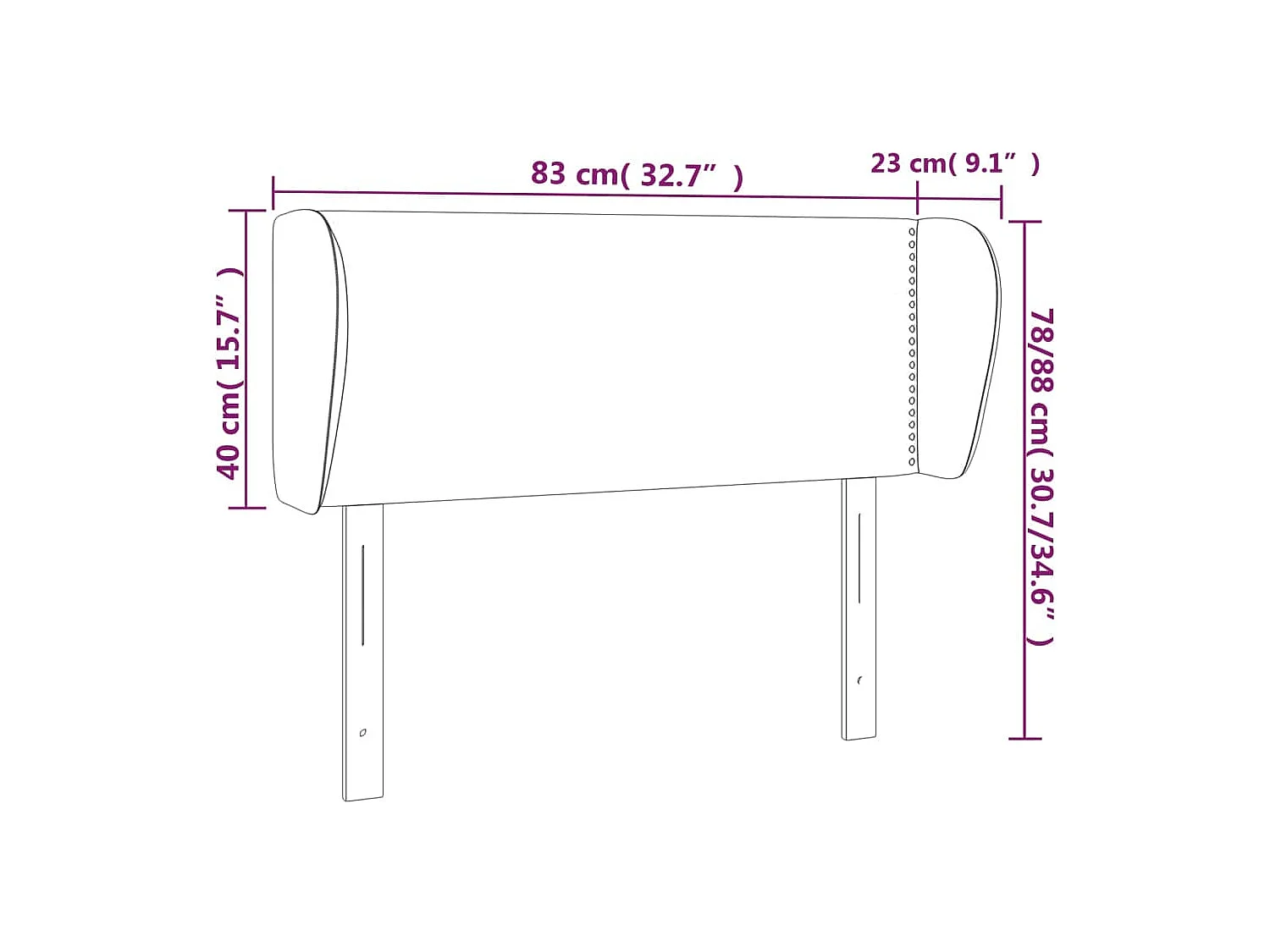 Tête de lit avec oreilles Noir 83x23x78/88 cm Similicuir