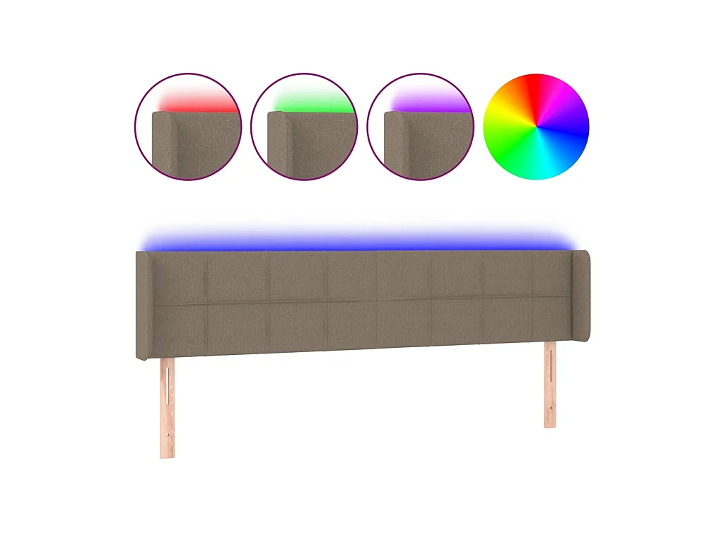 Testiera LED Tortora 203x16x78/88 cm Tessuto