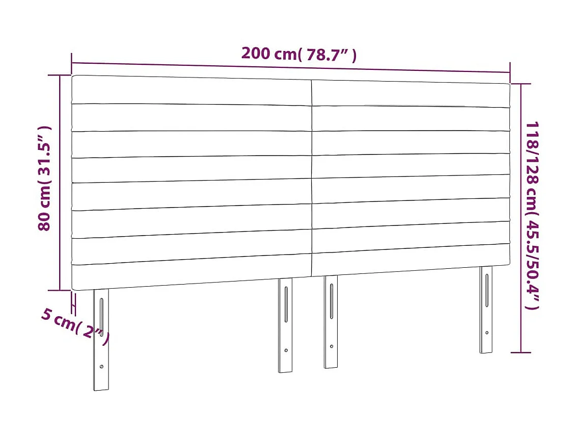 Têtes de lit 4 pcs Gris foncé 100x5x78/88 cm Tissu
