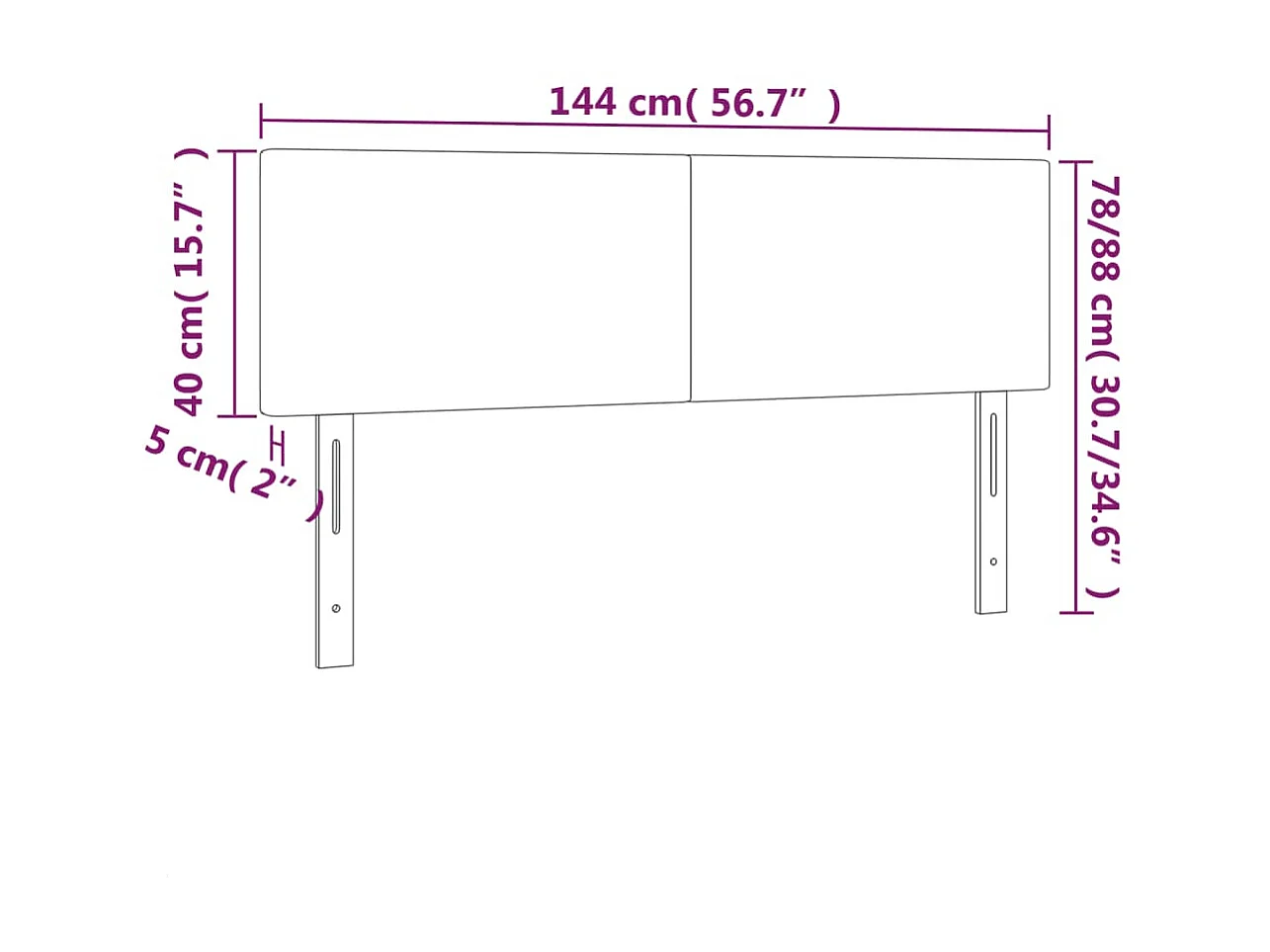 Testiere 2 pz Nero 72x5x78/88 cm Ecopelle