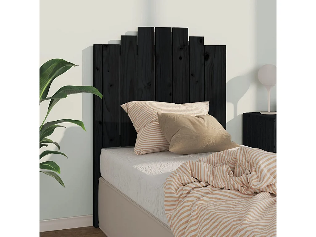 Testiera Nera 81x4x110 cm Legno di pino massiccio