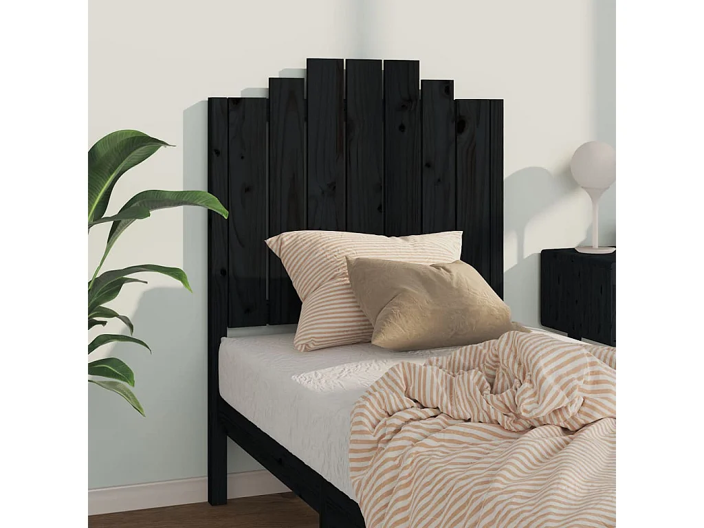 Testiera Nera 81x4x110 cm Legno di pino massiccio