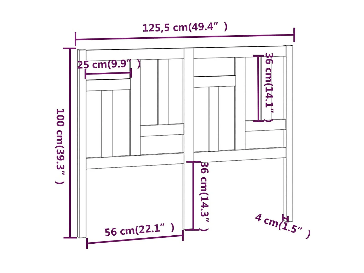 Kopfteil Weiß 125,5x4x100 cm Massives Kiefernholz