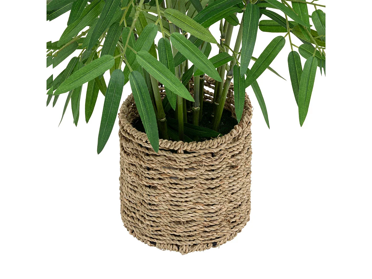Plante artificielle Bambou dans un Pot en fibres naturelles D 45 x H 100 cm