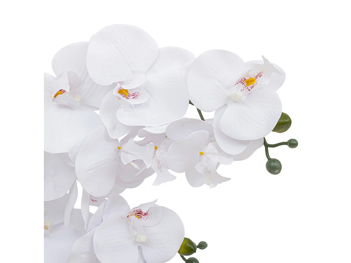 Plante artificielle Orchidée Blanche pot en céramique striée H 65 cm