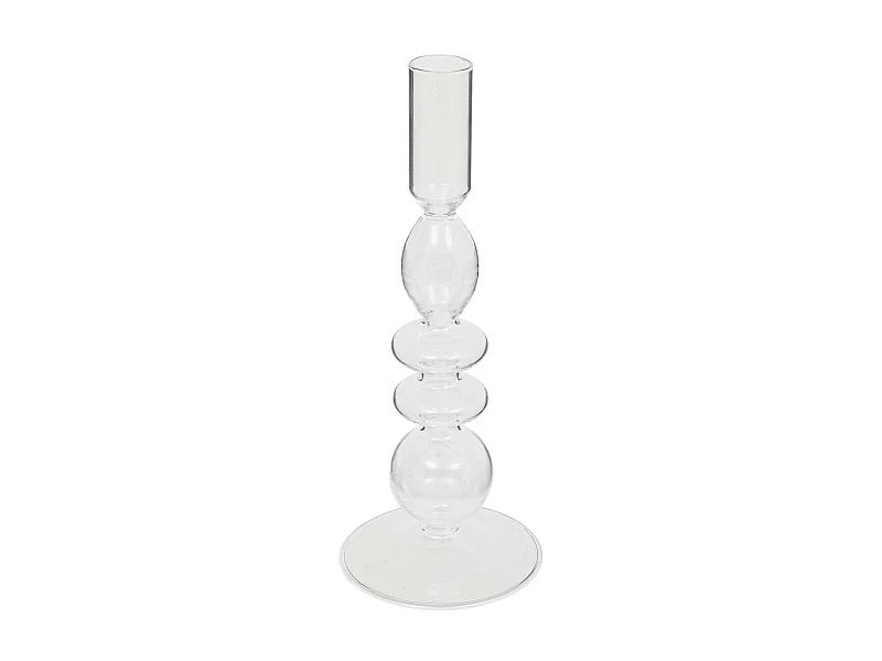 Bougeoir Chandelier en verre transparent D 9 x H 22 cm