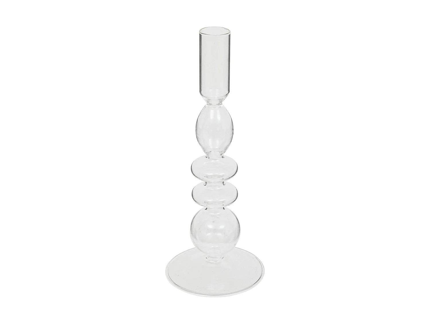 Bougeoir Chandelier en verre transparent D 9 x H 22 cm