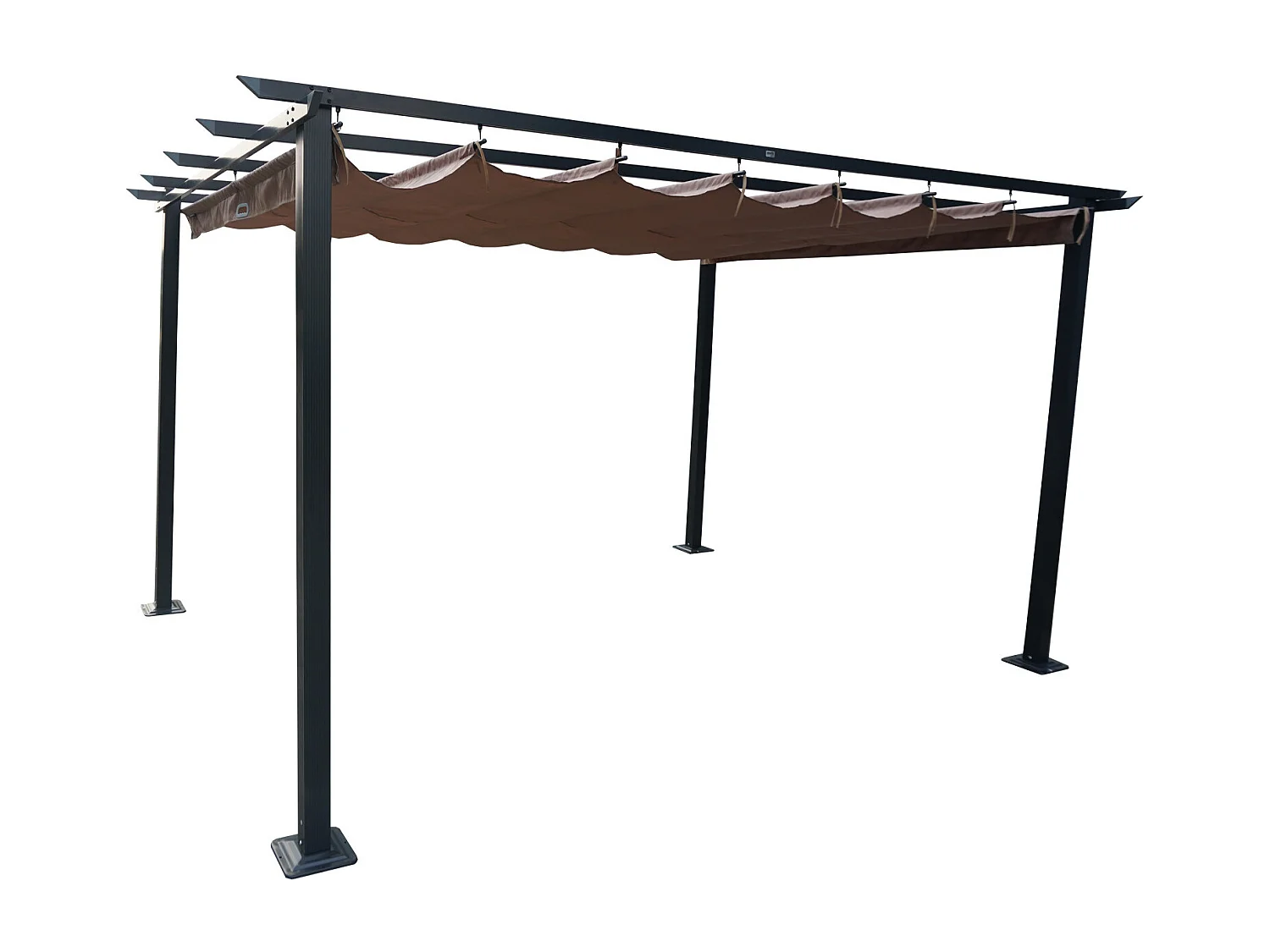 Tonnelle/Pergola en aluminium 3x4m toile coulissante rétractable - anthracite taupe - HAVANA