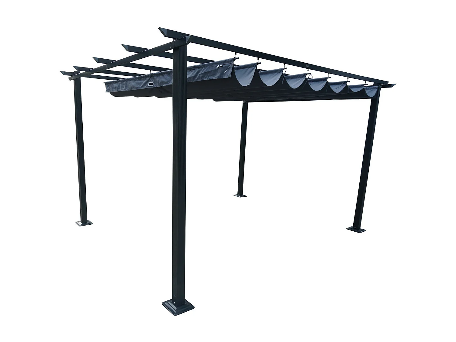 Tonnelle/Pergola en aluminium 3x4m toile coulissante rétractable - anthracite - HAVANA