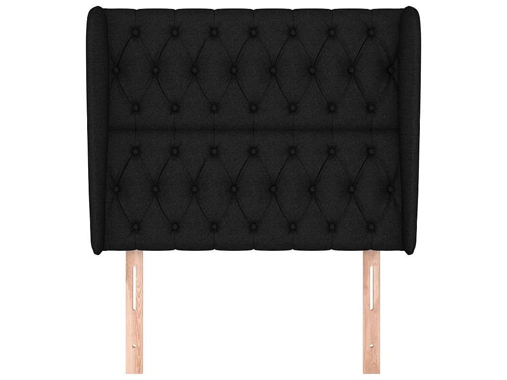 Tête de lit avec oreilles Noir 93x23x118/128 cm Tissu