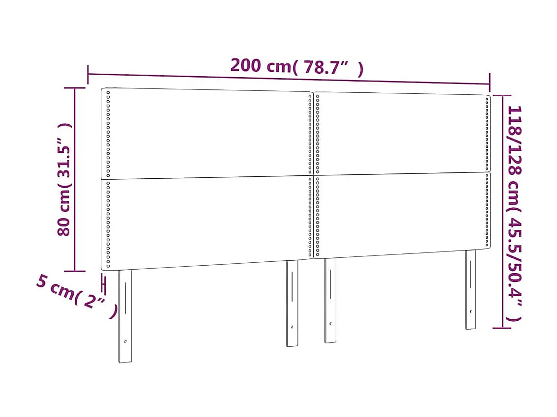 Cabecero LED Negro 200x5x118/128 cm Terciopelo