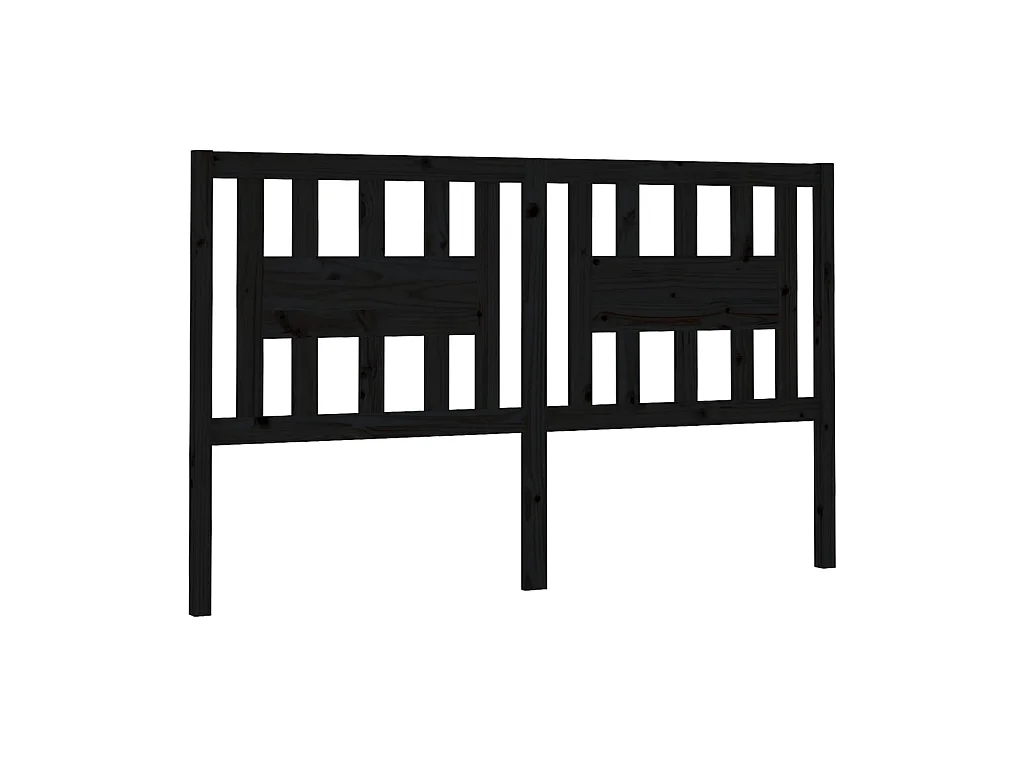 Tête de lit Noir 206x4x100 cm Bois massif de pin
