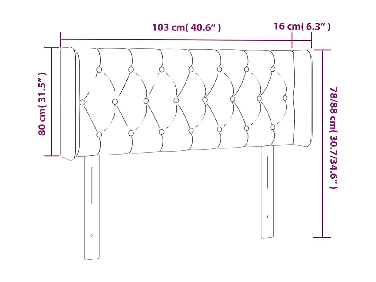 Tête de lit avec oreilles Rose 103x16x78/88 cm Velours