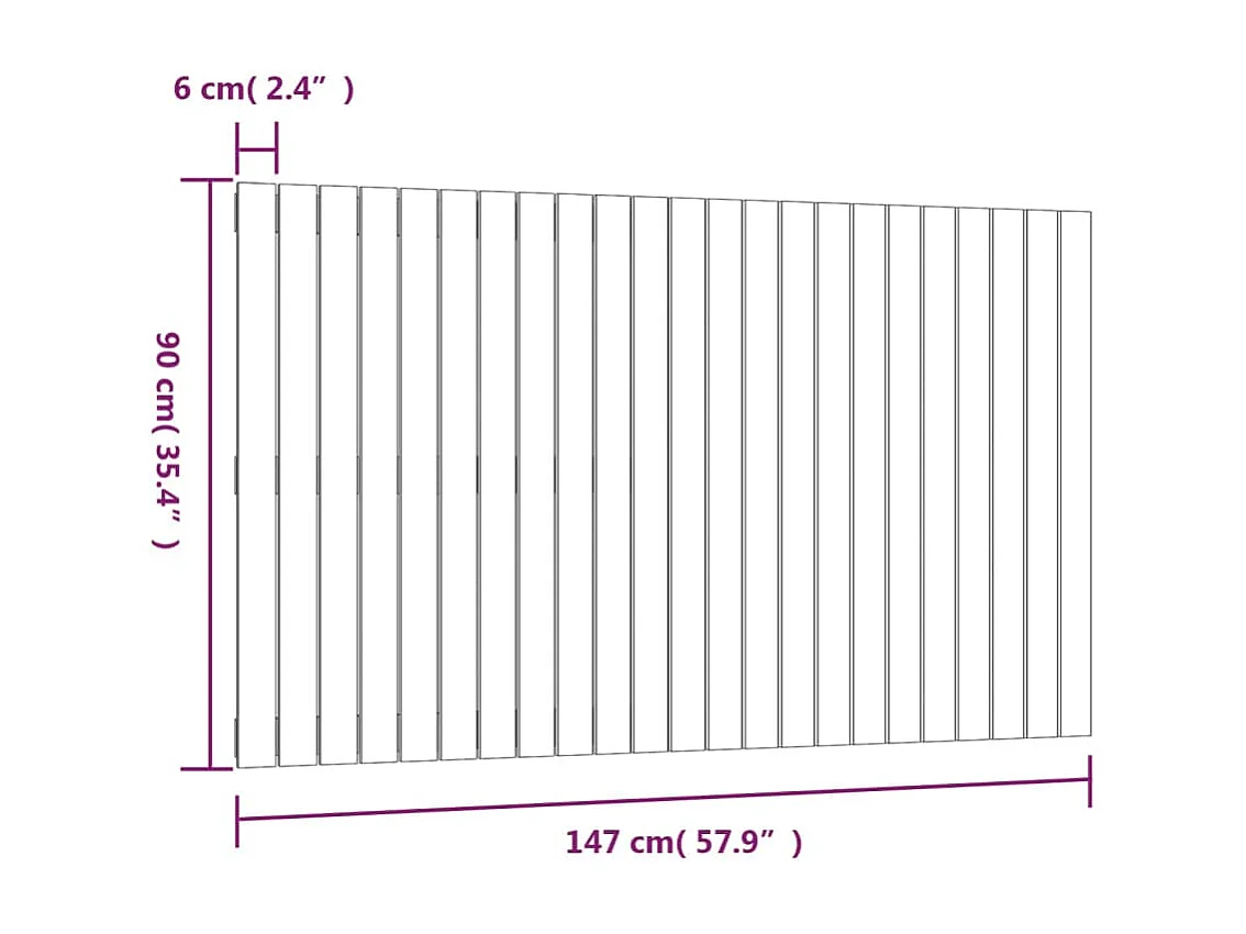 Testiera a muro Grigio 147x3x90 cm Legno di pino massiccio