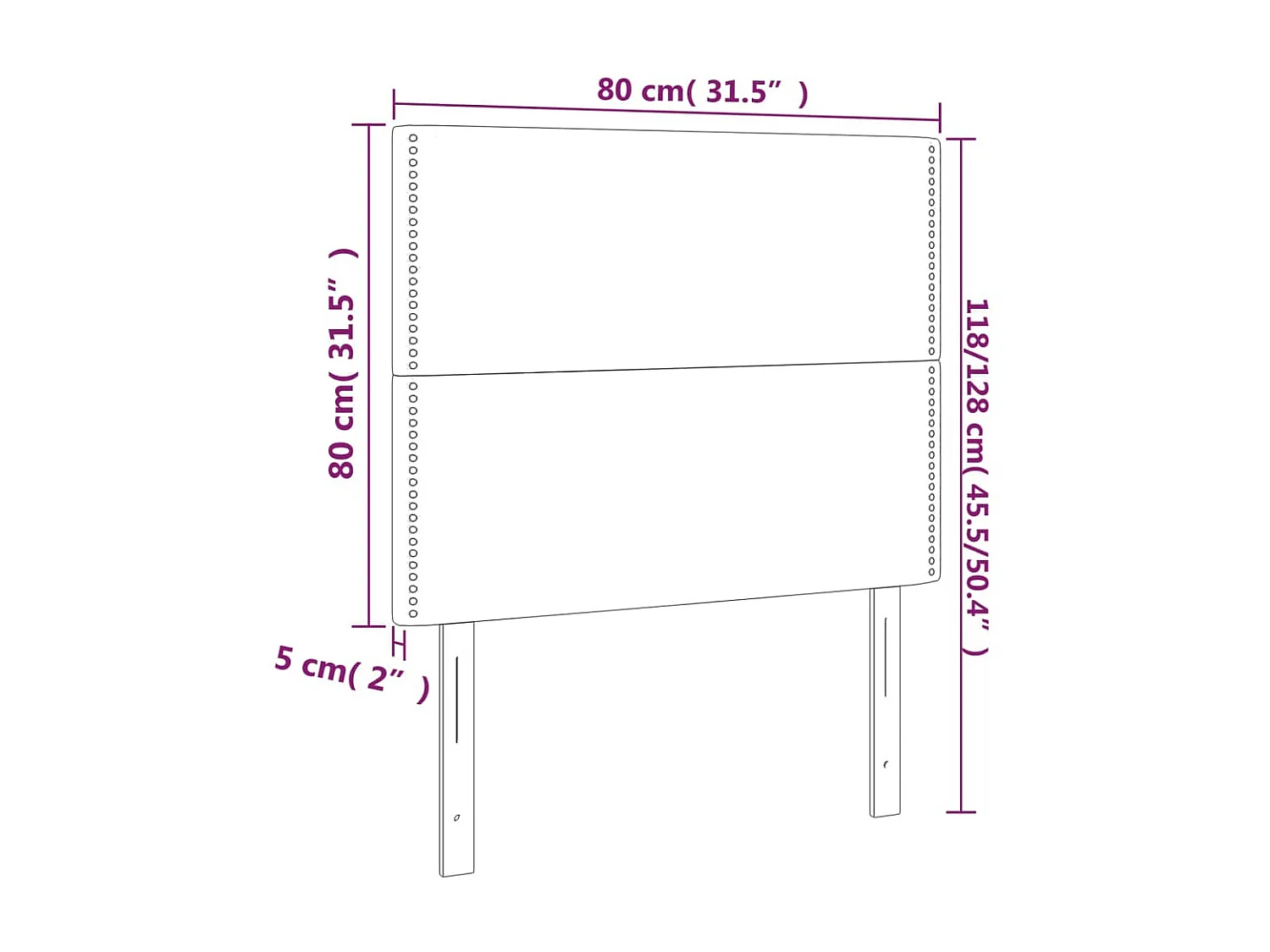 Kopfteile 2 Stück Weiß 80x5x78/88 cm Kunstleder