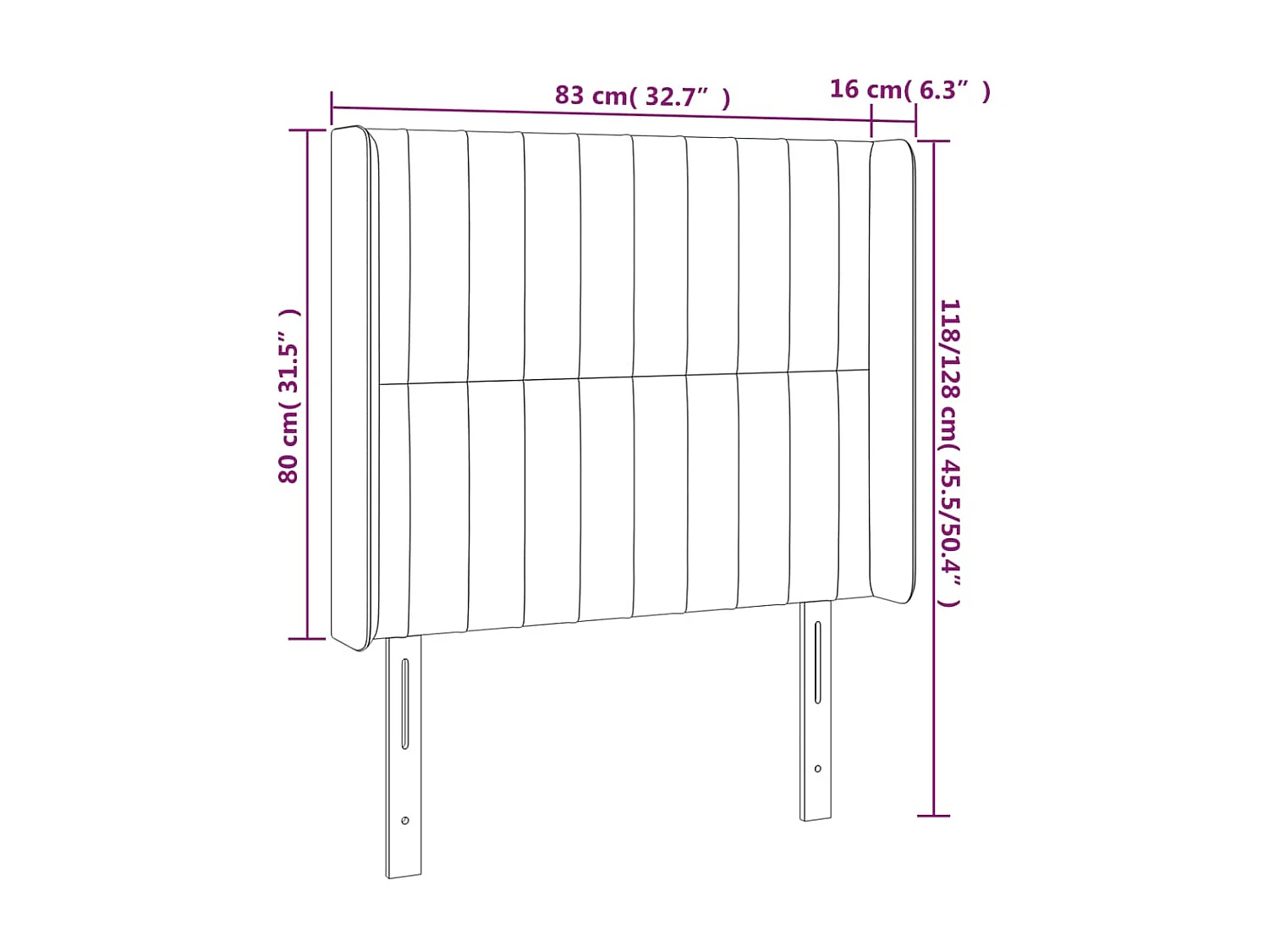 Tête de lit à LED Taupe 83x16x118/128 cm Tissu