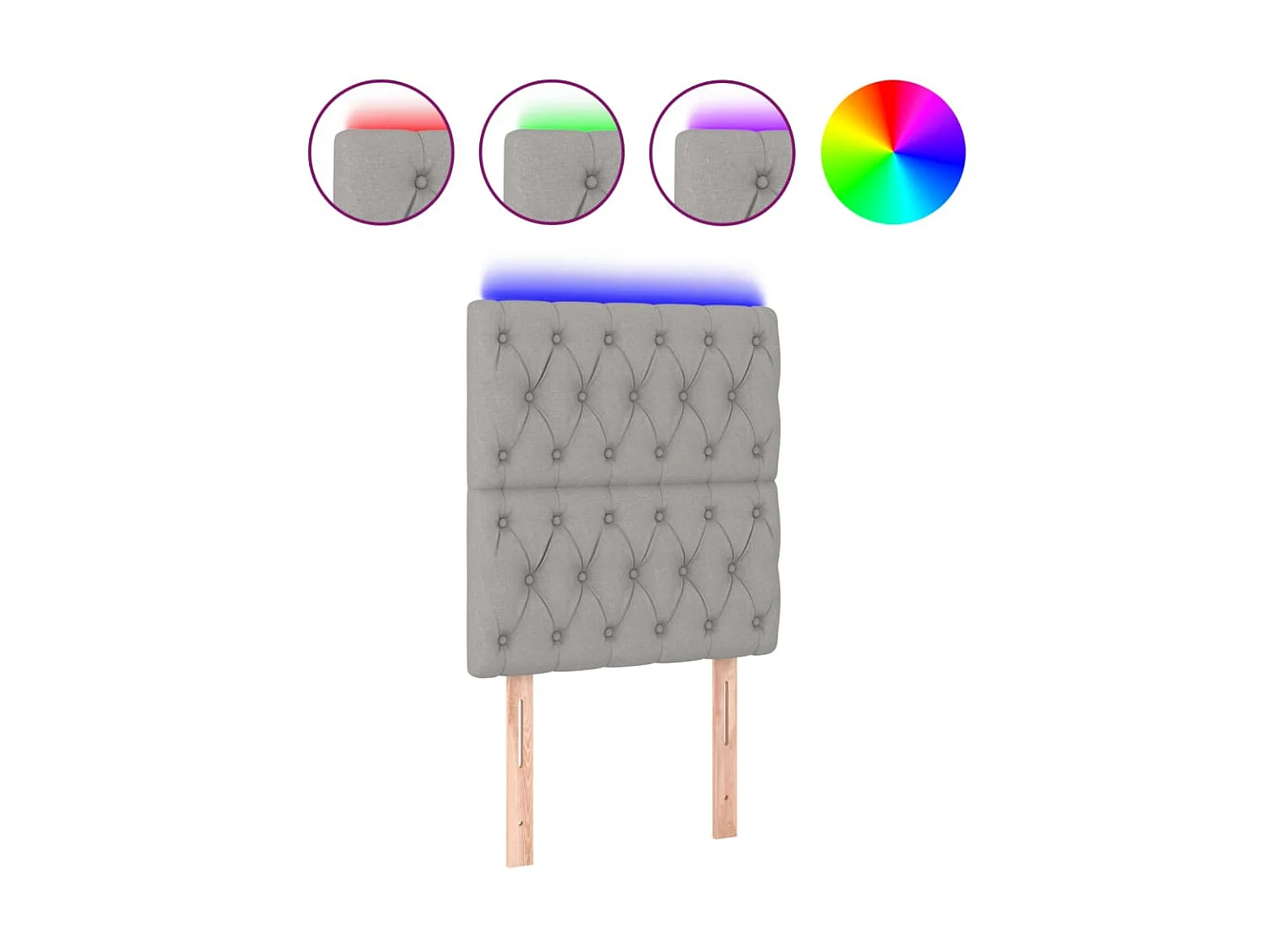 Cabecero LED Gris claro 80x7x118/128 cm Tela