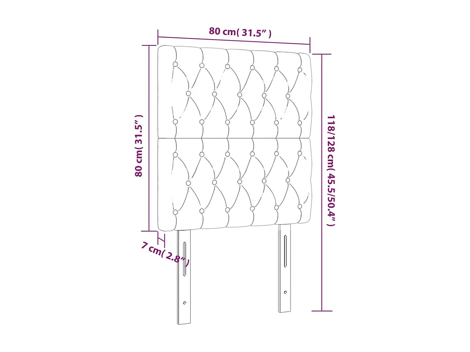 Tête de lit à LED Gris clair 80x7x118/128 cm Tissu