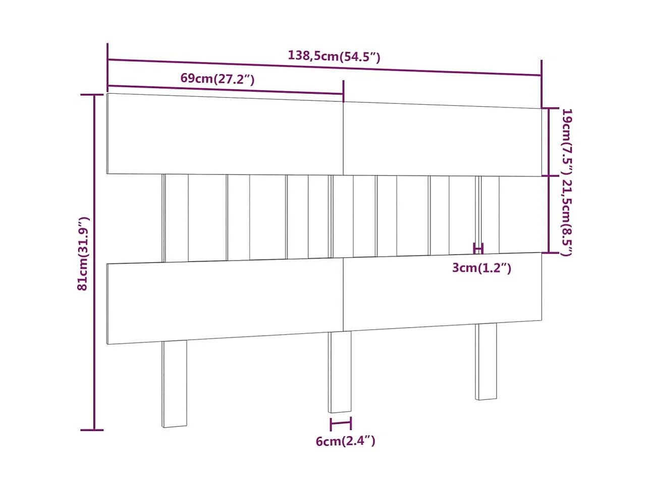 Tête de lit Marron miel 138,5x3x81 cm Bois massif de pin