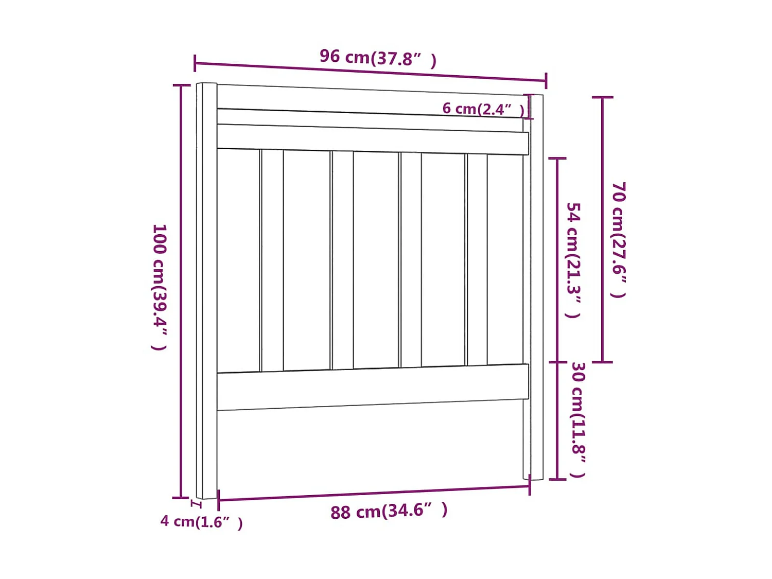 Tête de lit 96x4x100 cm Bois massif de pin