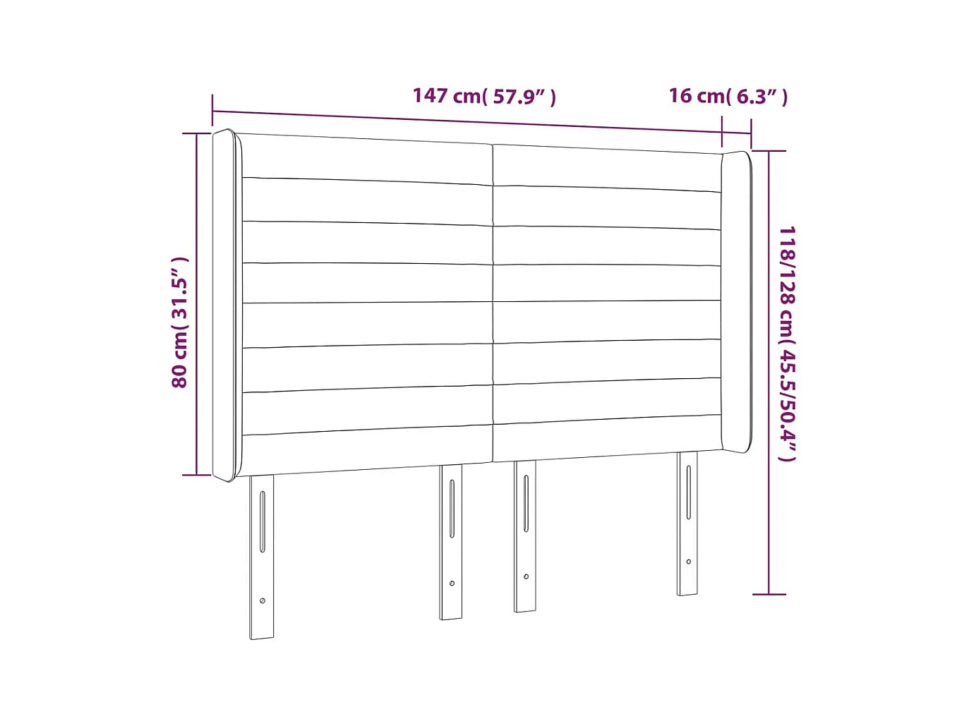 LED-Kopfteil Blau 147x16x118/128 cm Stoff