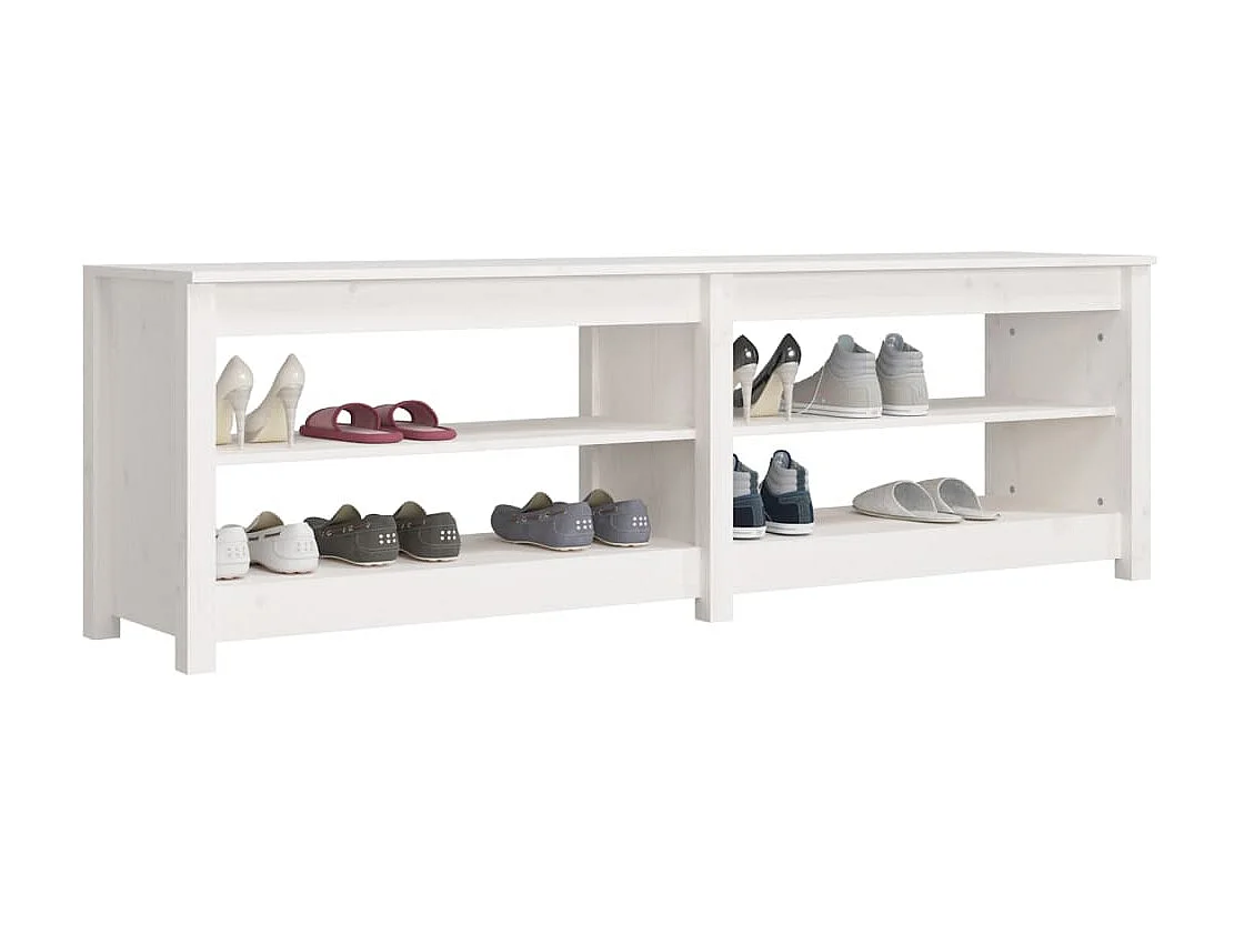 Banco zapatero Blanco 160x36,5x50 cm Madera maciza de pino