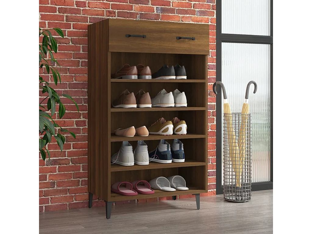 Schoenenkast Bruin eiken 60x35x105 cm Bewerkt hout