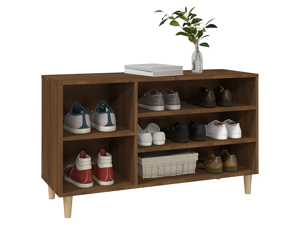 Armário para sapatos Carvalho castanho 102x36x60cm Madeira trabalhada