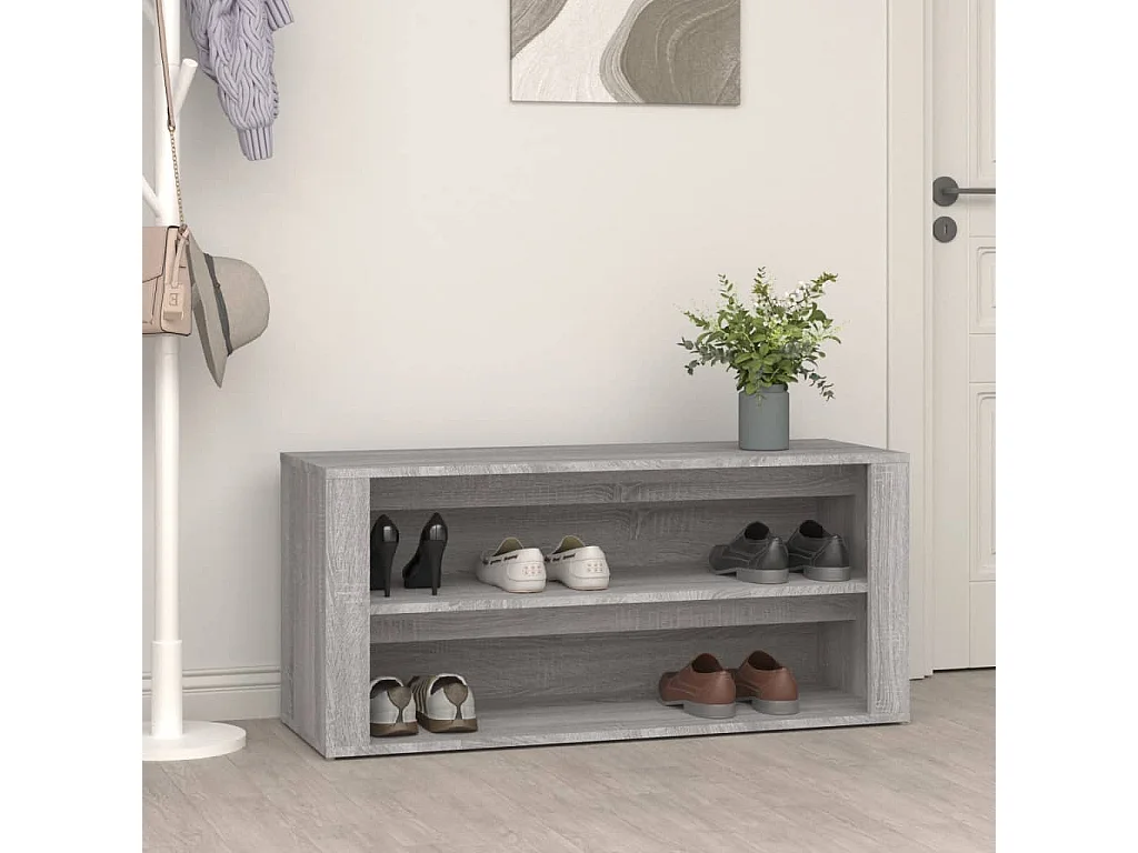 étagère à chaussures Sonoma gris 100x35x45 cm Bois d'ingénierie