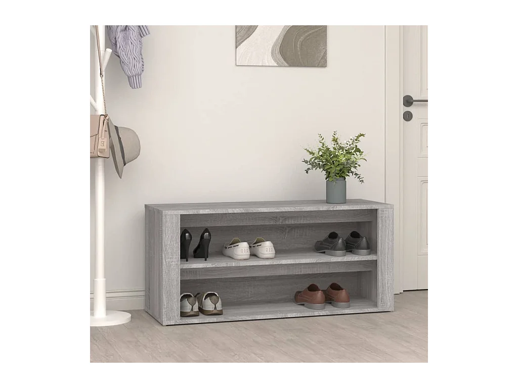 Schuhregal Sonoma grau 100x35x45 cm Holzwerkstoff