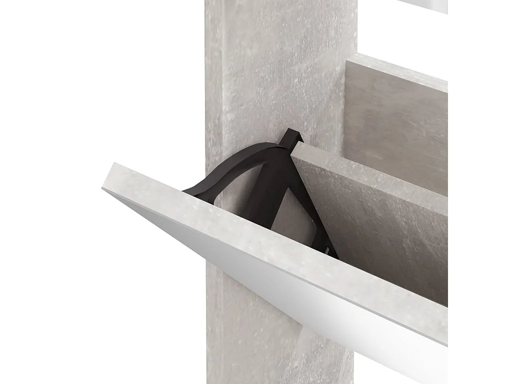 Scarpiera a specchio 3 livelli Grigio cemento 63x17x102,5 cm