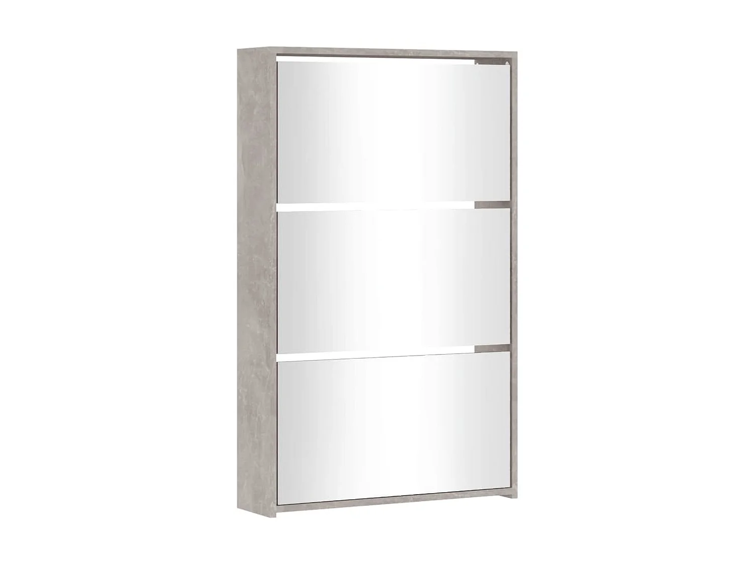 Armoire à chaussures miroir 3 niveaux Gris béton 63x17x102,5 cm