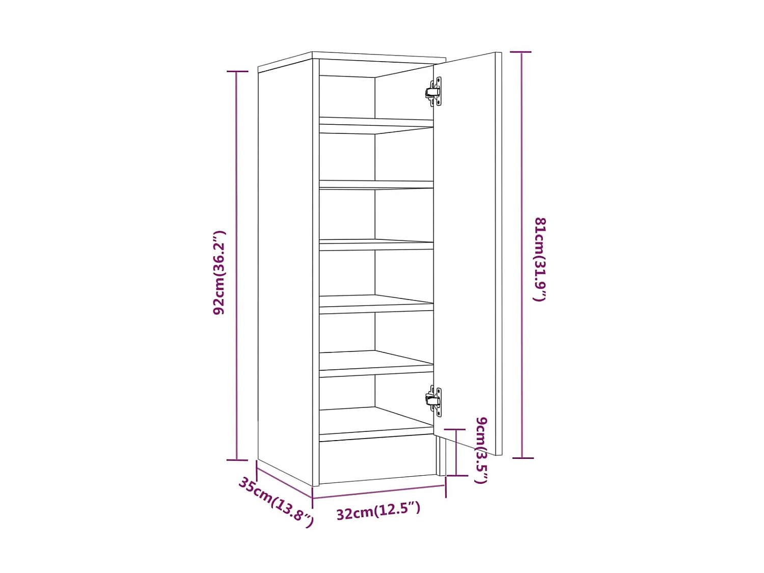 Meuble à chaussures Chêne marron 32x35x92 cm Bois d'ingénierie