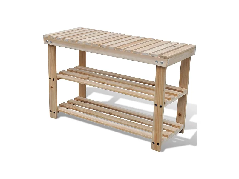 étagère à chaussures 2 en 1 et dessus banc Bois de sapin massif