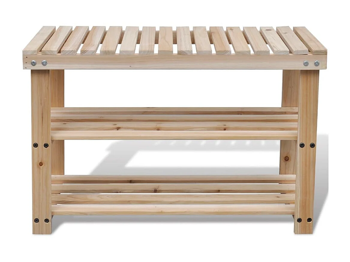 étagère à chaussures 2 en 1 et dessus banc Bois de sapin massif
