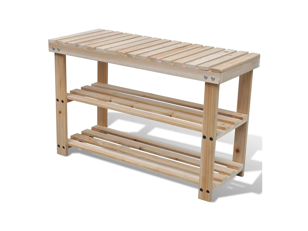 étagère à chaussures 2 en 1 et dessus banc Bois de sapin massif