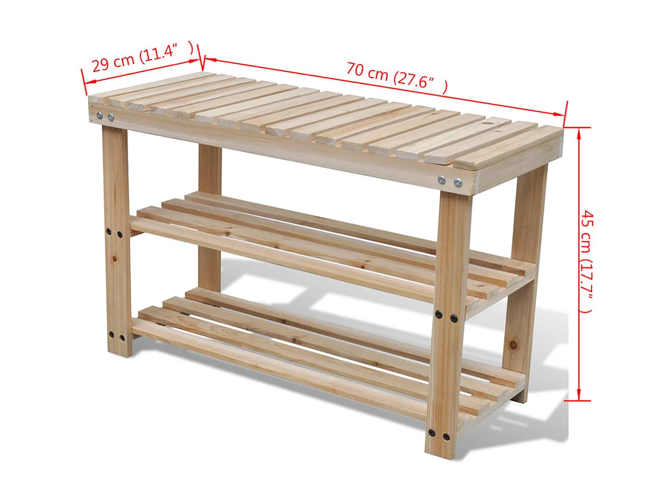 étagère à chaussures 2 en 1 et dessus banc Bois de sapin massif