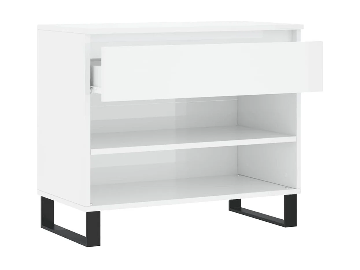 Armoire à chaussure Blanc brillant 70x36x60 cm Bois ingénierie