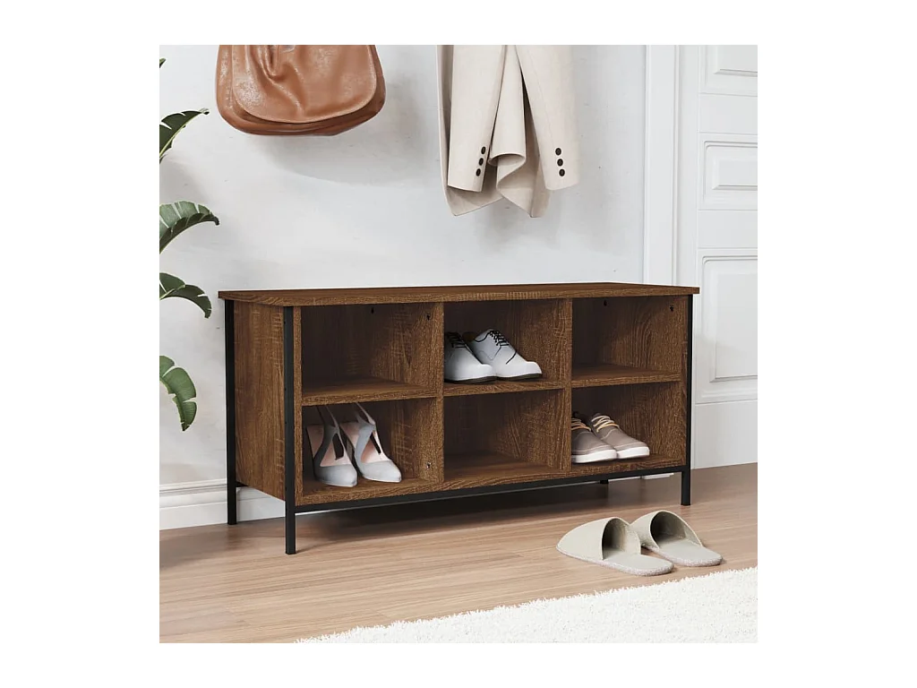 Schuhschrank aus brauner Eiche, 100 x 35 x 50 cm, Holzwerkstoff