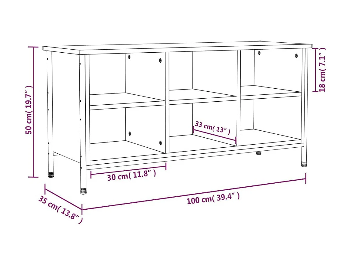 Bruin eiken schoenenkast 100x35x50cm samengesteld hout